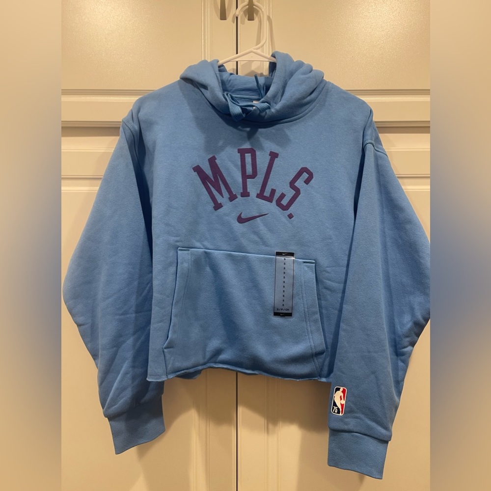 Nike Women's 21/22 City Edition LA LAKERS Cropped Hoodie Blue Pullover Size S